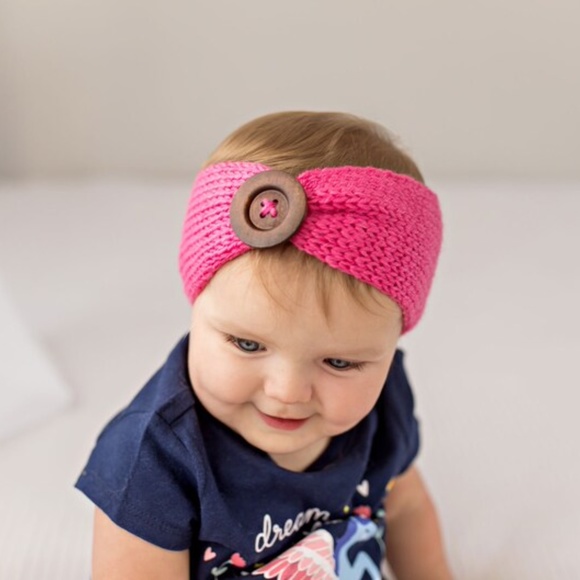 Blushing Heart Knit Button Headband 3pk - Picture 2 of 4